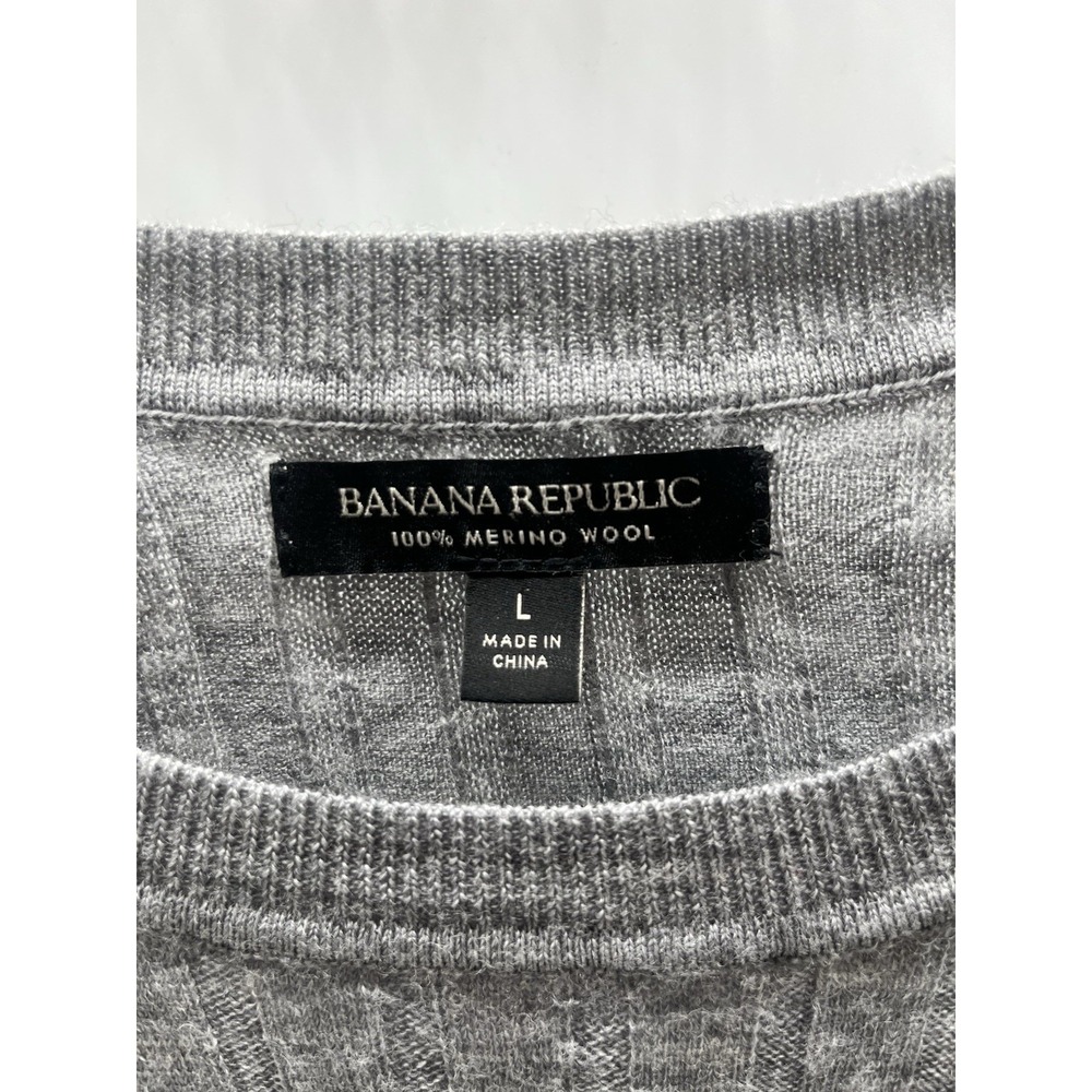 Banana Republic Grey Wide Rib Sweater Womens L 100% Merino Wool Capsule Workwear - Picture 3 of 6